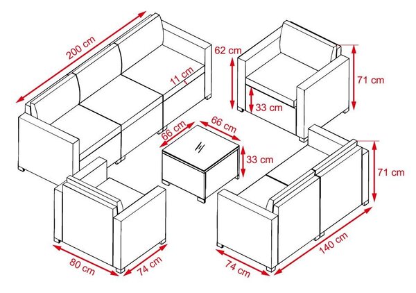 Set mobilier de grădină Avenberg DORADA gri/gri