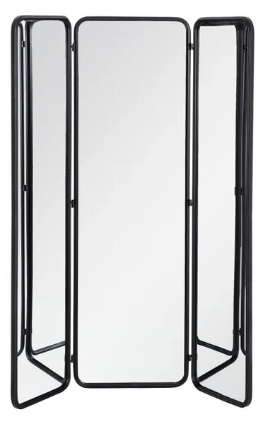 Paravan negru din metal si oglinda 147x180 cm Feliciti