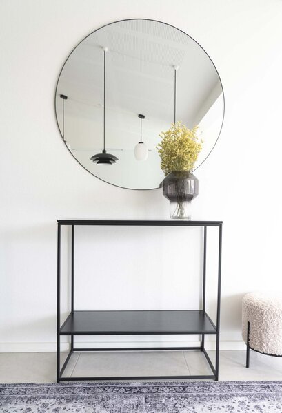 Oglinda de perete Jersey, Negru, 100x100x0.5 cm