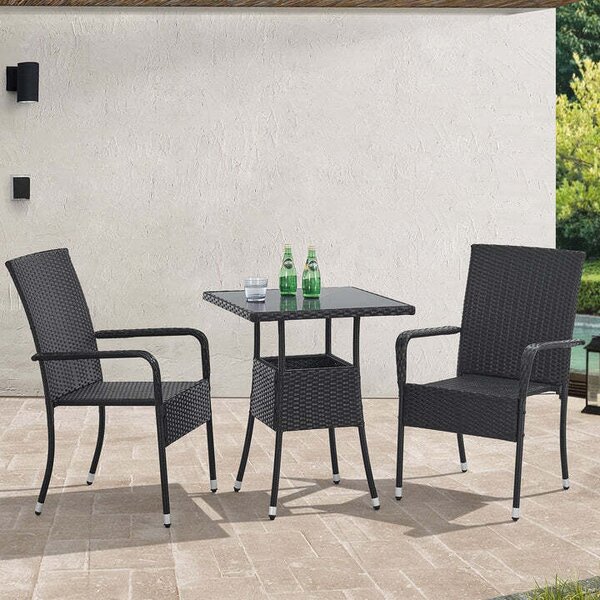 Juskys Masă pătrată din ratan Yoro 60 cm - negru