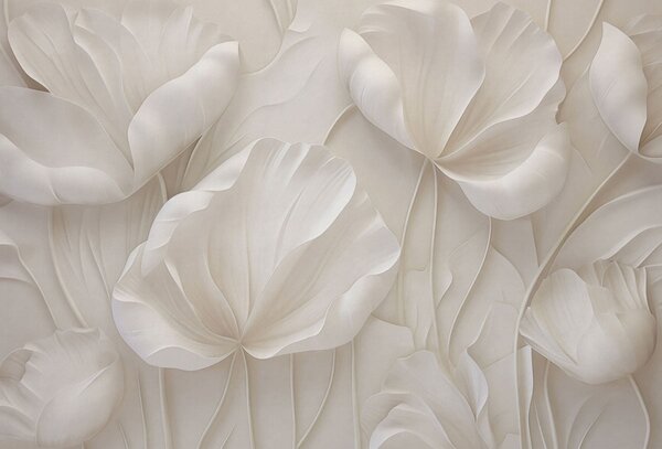 Tapet Flori sculptate din lumină cu petale delicate, Fototapet 3D, Fototapet 3D Flori, w05355 : Uwalls.ro