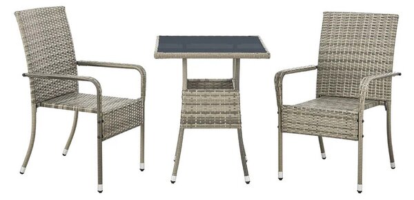 Juskys Masă pătrată din ratan Yoro 60 cm - gri