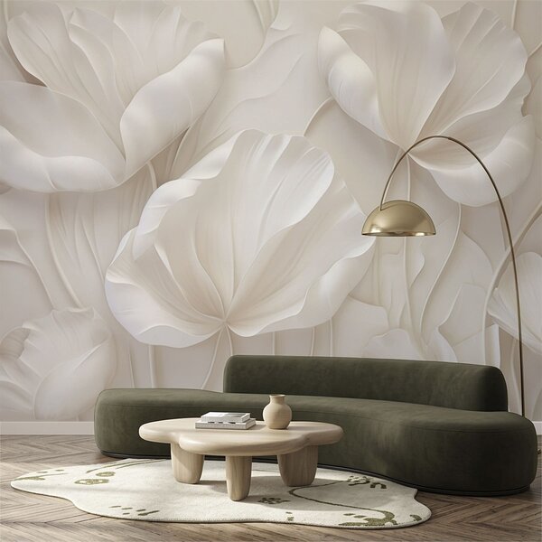 Tapet Flori sculptate din lumină cu petale delicate, Fototapet 3D, Fototapet 3D Flori, w05355 : Uwalls.ro