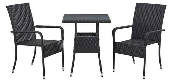 Juskys Masă pătrată din ratan Yoro 60 cm - negru