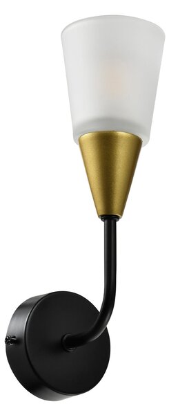 Aplică Klausen Storm AP1, Stil Clasic, Metal și Sticlă, Alb/Auriu/Negru, 27x11x8 cm, 1xE14, 9W, Ideală pentru Living, Hol sau Dormitor, Elegantă