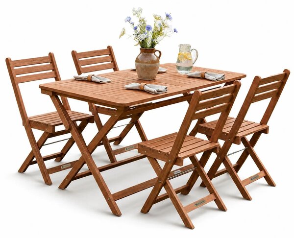 Juskys Set de mobilier din lemn Rome 1+4 - acacia