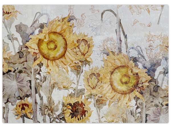 Tablou - Floarea-soarelui pe perete (70x50 cm)