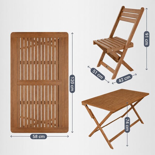 Juskys Set de mobilier din lemn Rome 1+4 - acacia