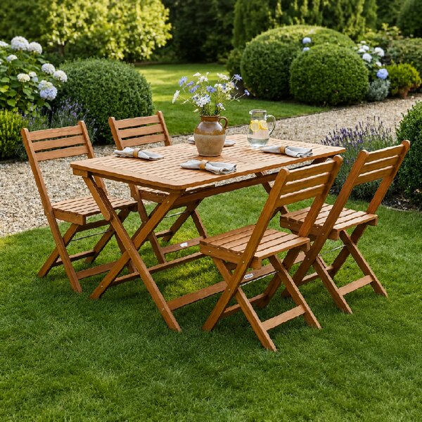 Juskys Set de mobilier din lemn Rome 1+4 - acacia