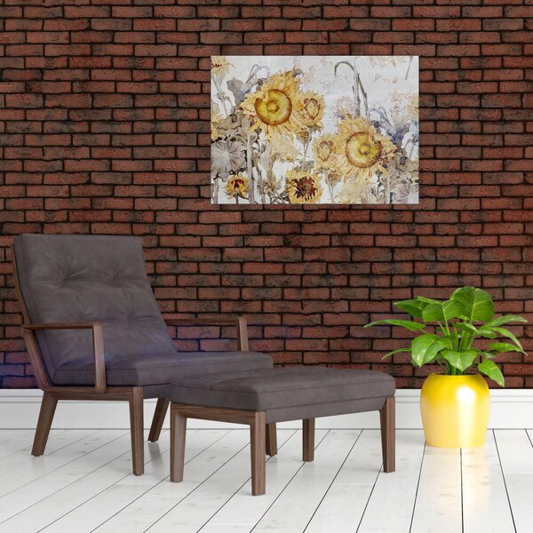 Tablou - Floarea-soarelui pe perete (70x50 cm)