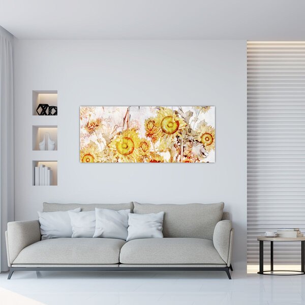 Tablou - Floarea-soarelui,pictură (120x50 cm)