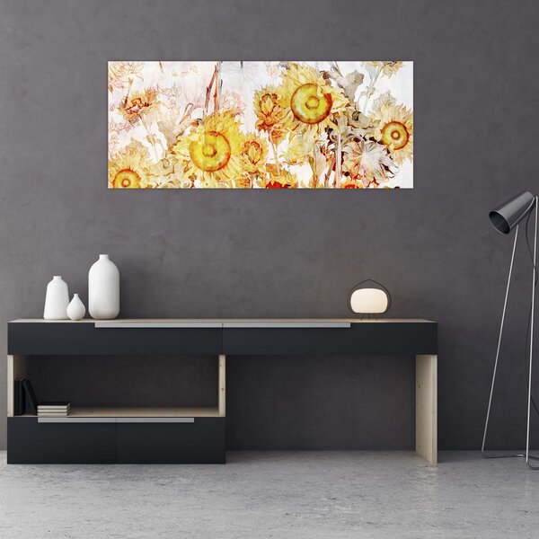 Tablou - Floarea-soarelui,pictură (120x50 cm)