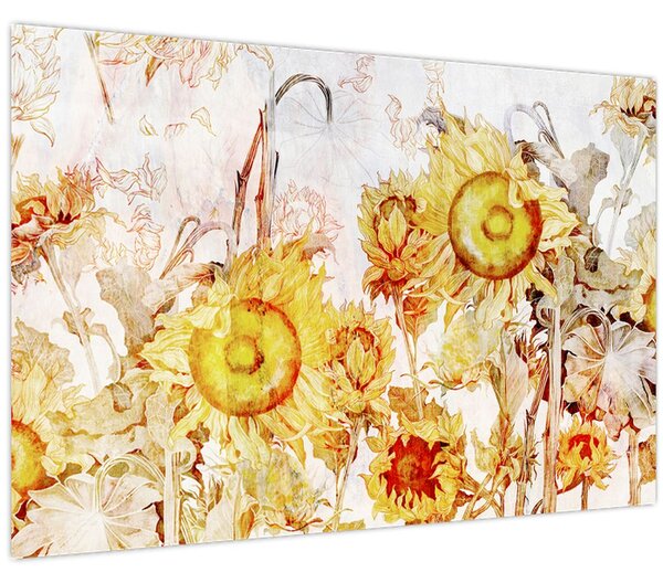Tablou - Floarea-soarelui,pictură (90x60 cm)
