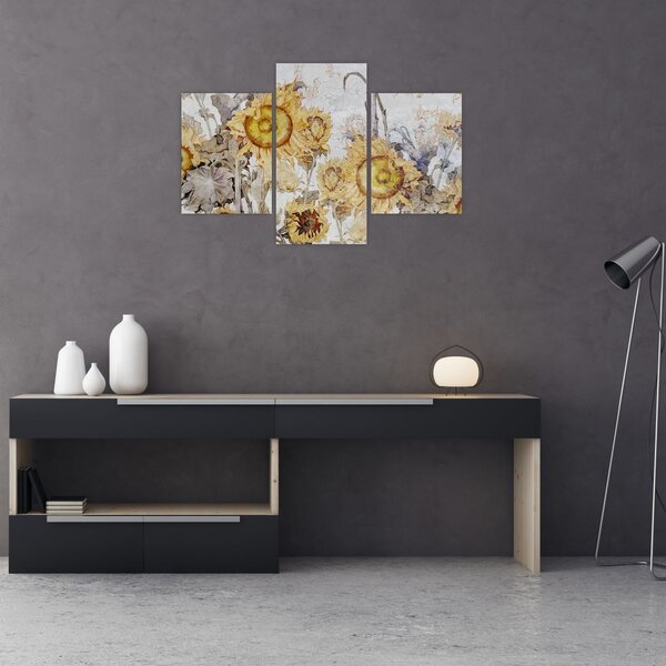 Tablou - Floarea-soarelui pe perete (90x60 cm)