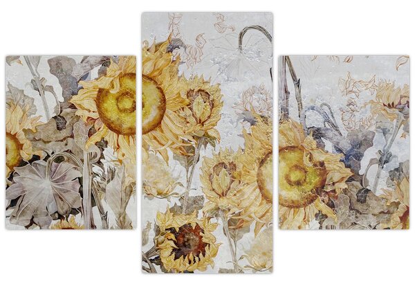 Tablou - Floarea-soarelui pe perete (90x60 cm)