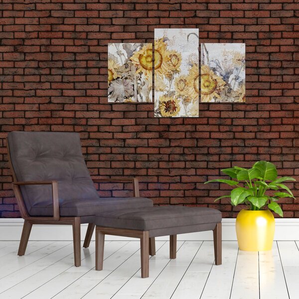 Tablou - Floarea-soarelui pe perete (90x60 cm)