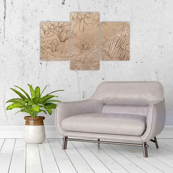 Tablou - Flori desenate (90x60 cm)