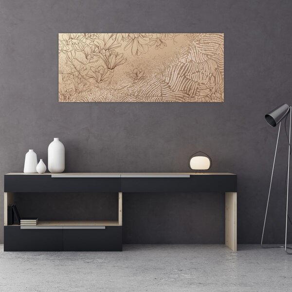 Tablou - Flori desenate (120x50 cm)