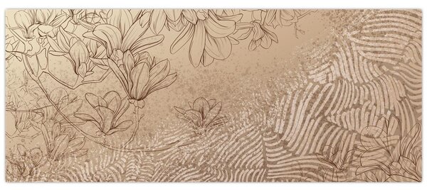 Tablou - Flori desenate (120x50 cm)