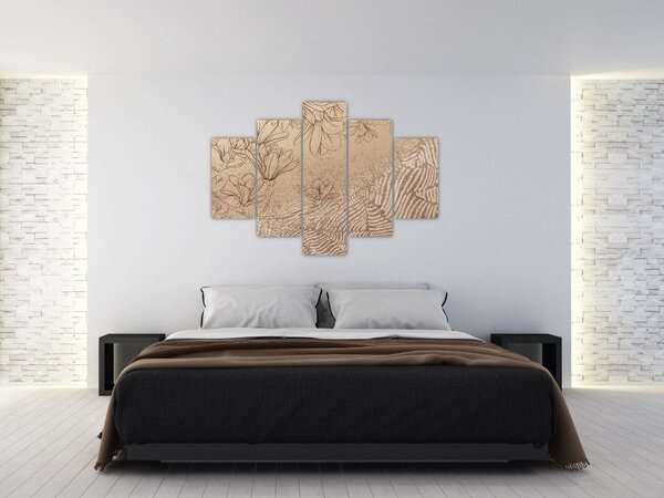 Tablou - Flori desenate (150x105 cm)