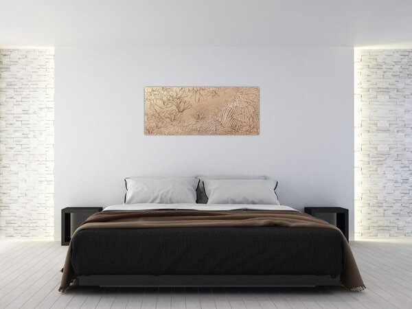 Tablou - Flori desenate (120x50 cm)