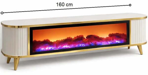 Comoda tv cu semineu Royal, cu led, 160 cm