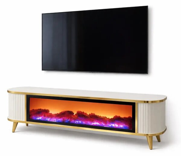 Comoda tv cu semineu Royal, cu led, 160 cm
