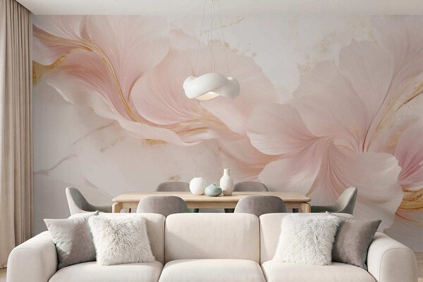 Tapet Flori roz pal pe un fundal deschis, Imagini de fundal unice, w05357 : Uwalls.ro