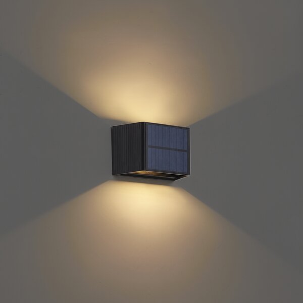 Lampă de perete de exterior neagră cu LED, cu 2 lumini, IP65 solară - Christof