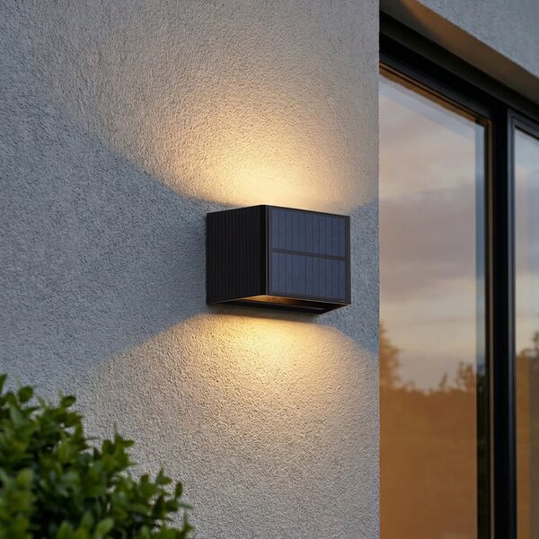 Lampă de perete de exterior neagră cu LED, cu 2 lumini, IP65 solară - Christof