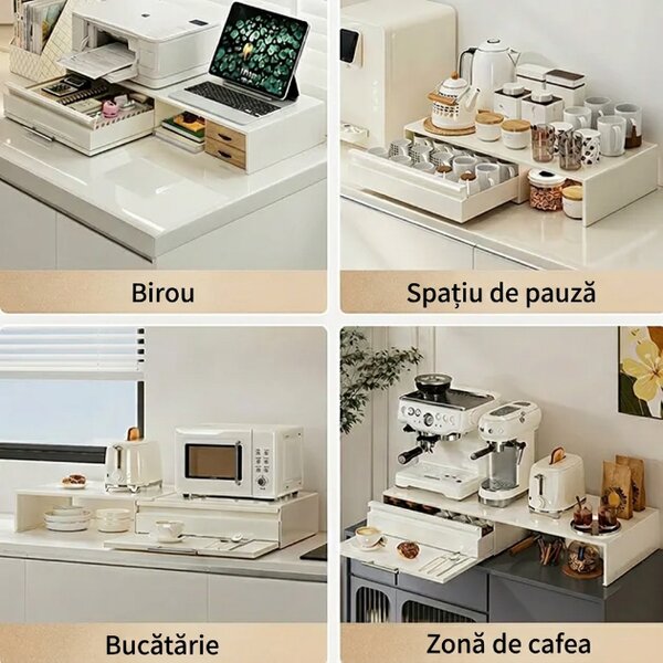 Counterslide™ Organizator De Masă Extensibil Pe Două Fețe, Alb