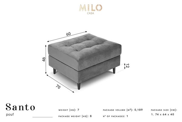Taburet din catifea Milo Casa Santo, bej