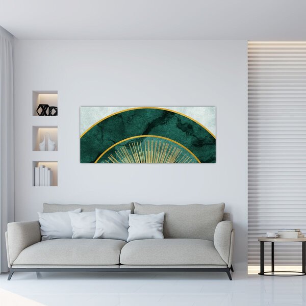 Tablou - Forme cu texturi aurii (120x50 cm)