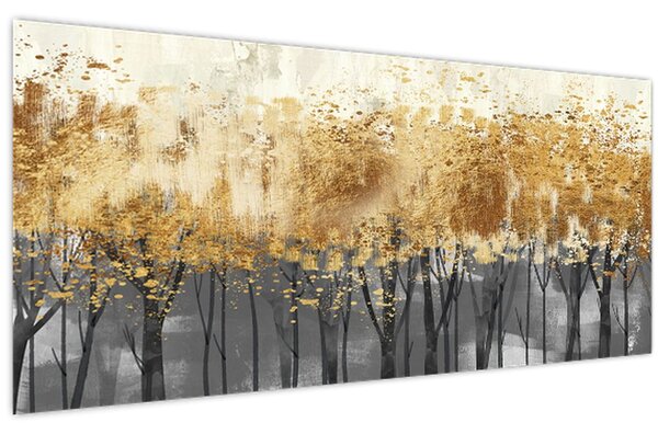 Tablou - Copaci aurii (120x50 cm)