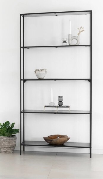 Etajera metalica inalta Vita, Negru, 36x80x170 cm