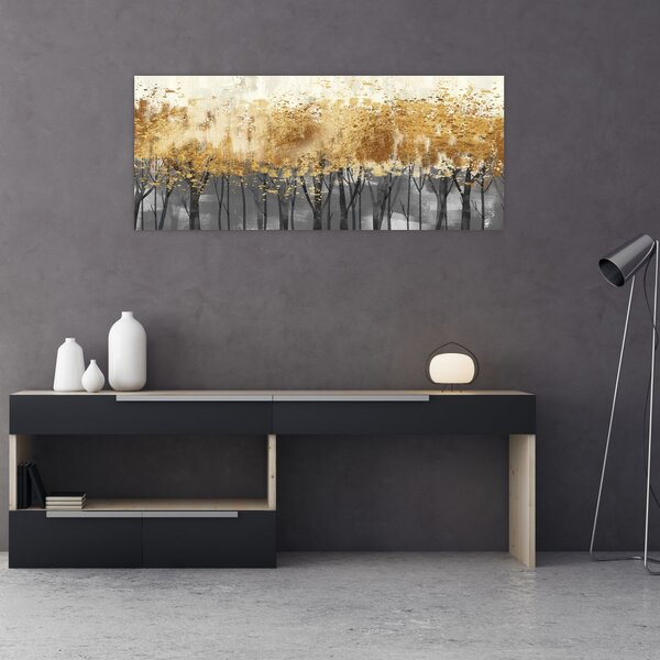 Tablou - Copaci aurii (120x50 cm)