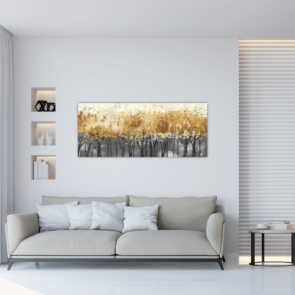 Tablou - Copaci aurii (120x50 cm)