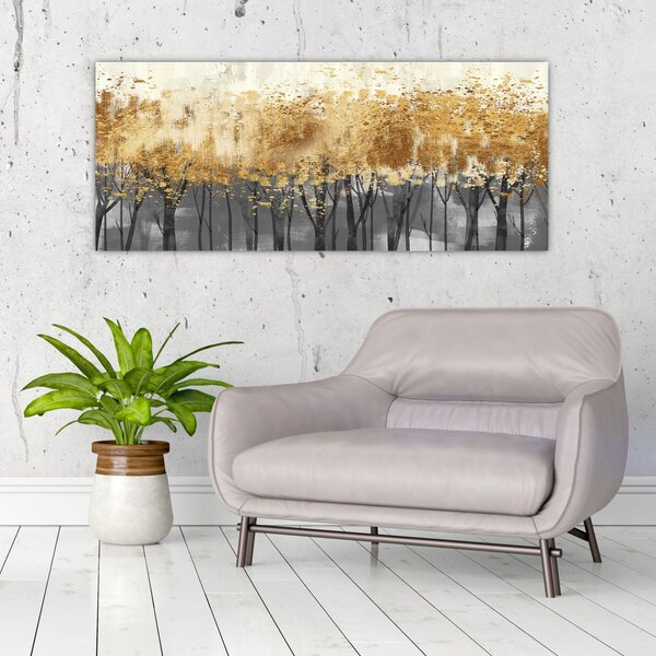 Tablou - Copaci aurii (120x50 cm)