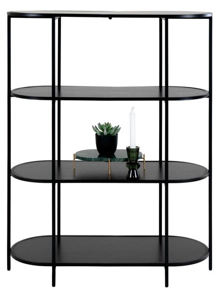 Etajera ovala metalica Oval, Negru, 36x85x111 cm