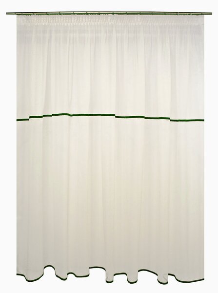 Perdea pirilty ivoire cu fir brodat, verde, 315x195 cm