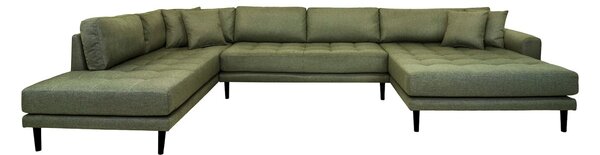 Coltar stanga in forma de U open end Lido, Verde masliniu , 220x370x76 cm