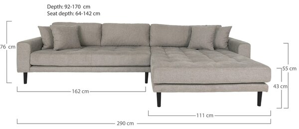 Coltar Lido, Gri, 170x92x290x76 cm