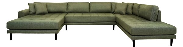 Coltar dreapta in forma de U open end Lido, Verde masliniu, 220x370x76 cm