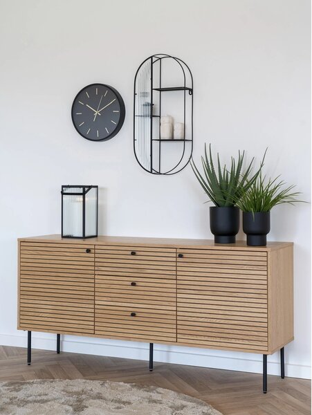 Ceas de perete Kensington, Negru, 4.5x35x35 cm