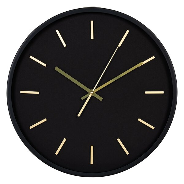 Ceas de perete Kensington, Negru, 4.5x35x35 cm