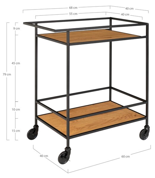 Carucior bar Vita, Natural, 68x40x79 cm
