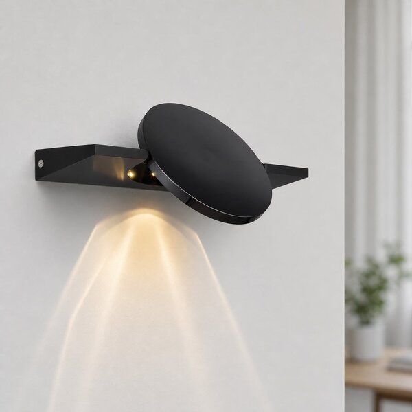 Globo Aplică de perete cu LED Jasper, înălțime 28 cm, negru mat, metal, Negru, Camera de zi / sufragerie, Metal, Modern