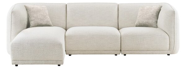 Canapea stanga Noor, Alb murdar, 94x166x276x75 cm