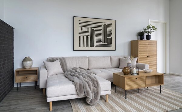 Canapea lounge stanga Lido, Nisip, 170x92x290x76 cm