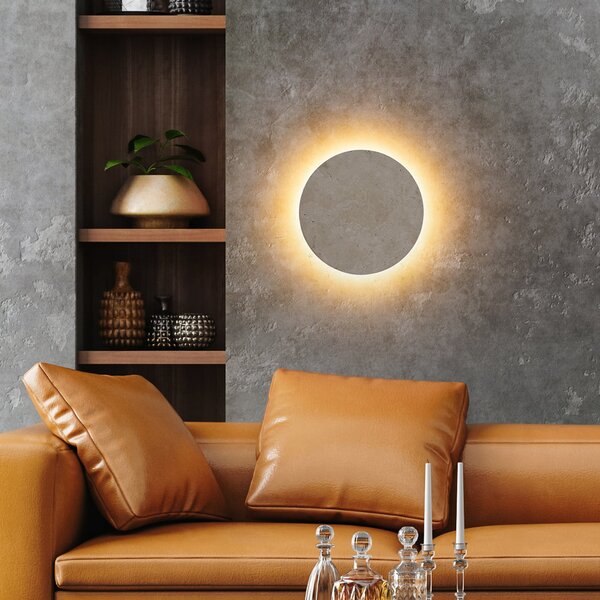 Globo Aplică de perete LED Jillian, alb mat, Ø 30 cm, piatră, Alb, Camera de zi / sufragerie, Piatră, Modern